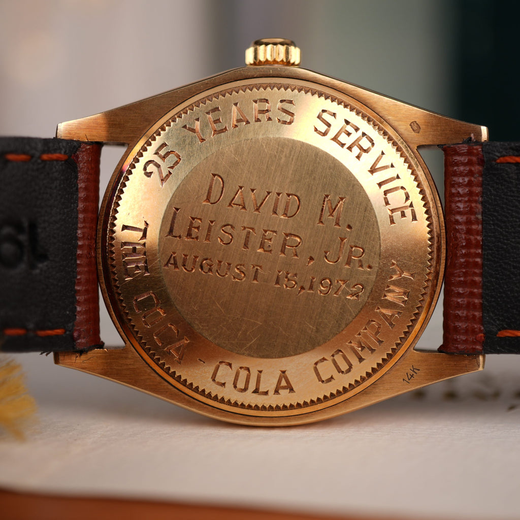 1972 Coca-Cola Rolex Oyster Perpetual Ref. 1002 14K Gold 25 Year Service Award Full Set