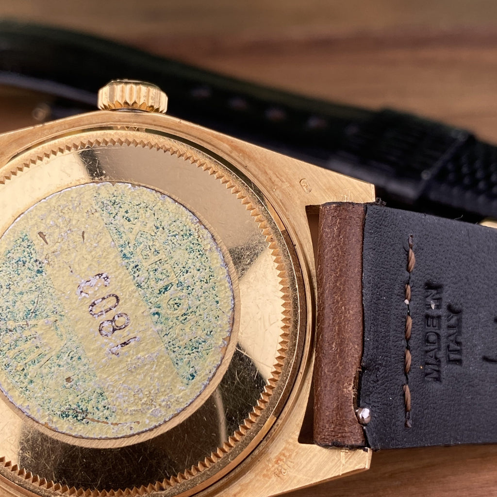 1972 NOS Rolex Day-Date 1803 President Morellis Finish Wood Sequoia Dial with Spanish Day