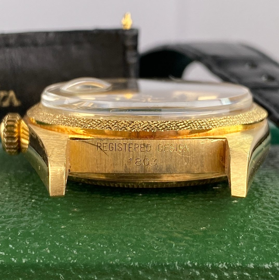 1972 NOS Rolex Day-Date 1803 President Morellis Finish Wood Sequoia Dial with Spanish Day