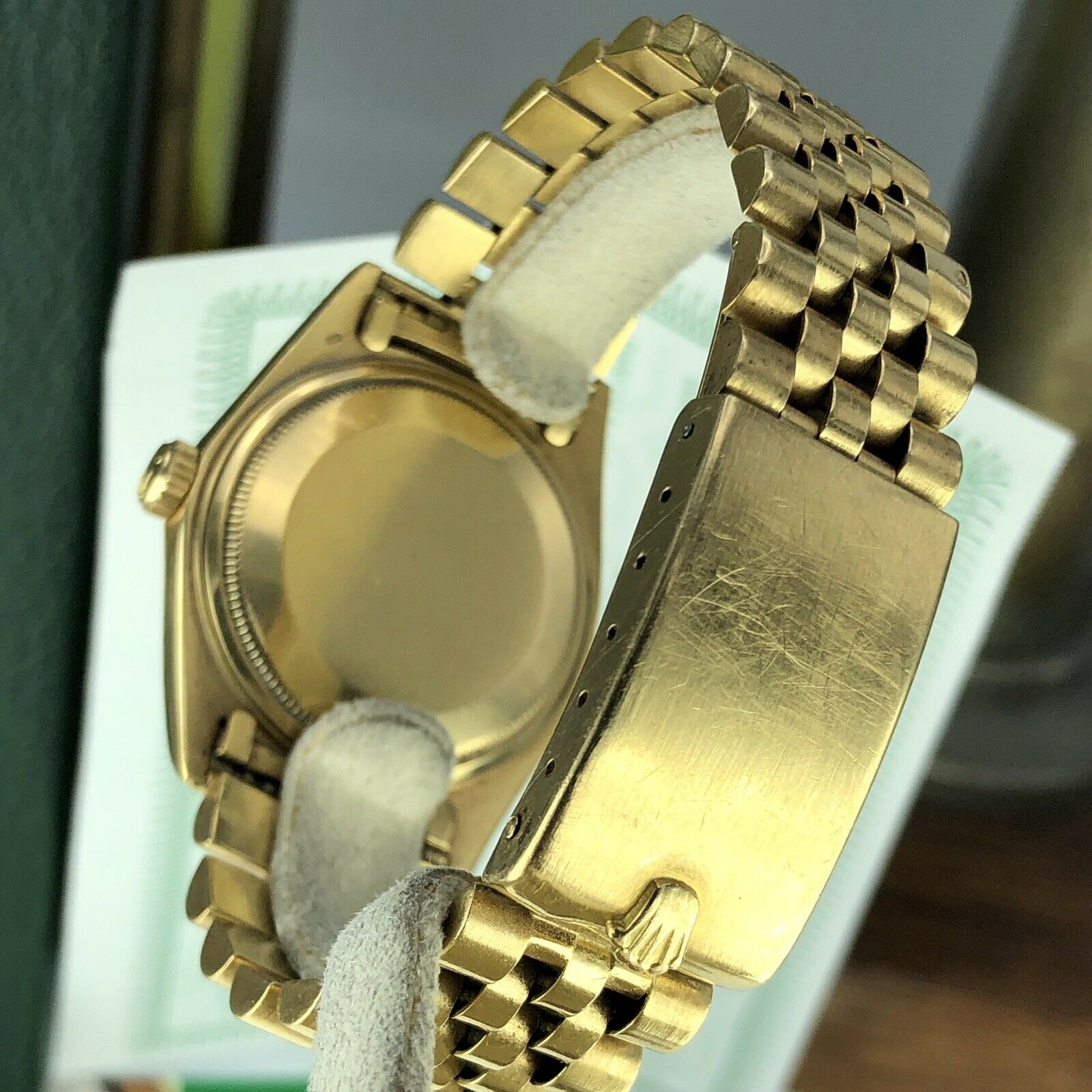 1972 Vintage Rolex Datejust 1601 gold 18k Unpolished With Service Box & Papers
