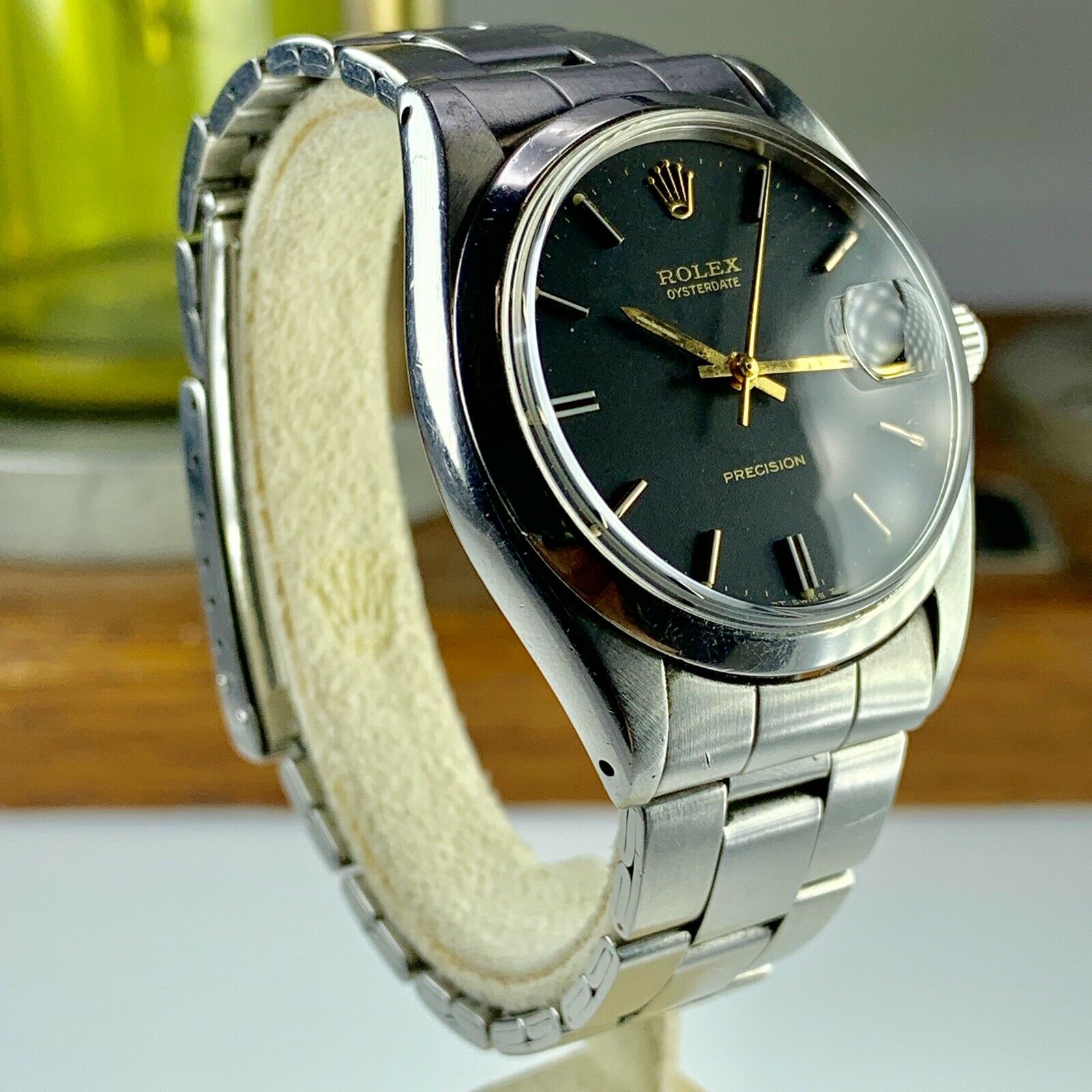1972 Vintage Rolex Oysterdate 6694 Precision Original Black Gilt Dial & Hands