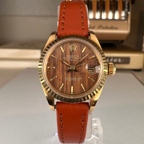 1975 Rolex Datejust 6917 ladies 26mm Wood Sequoia Dial unpolished