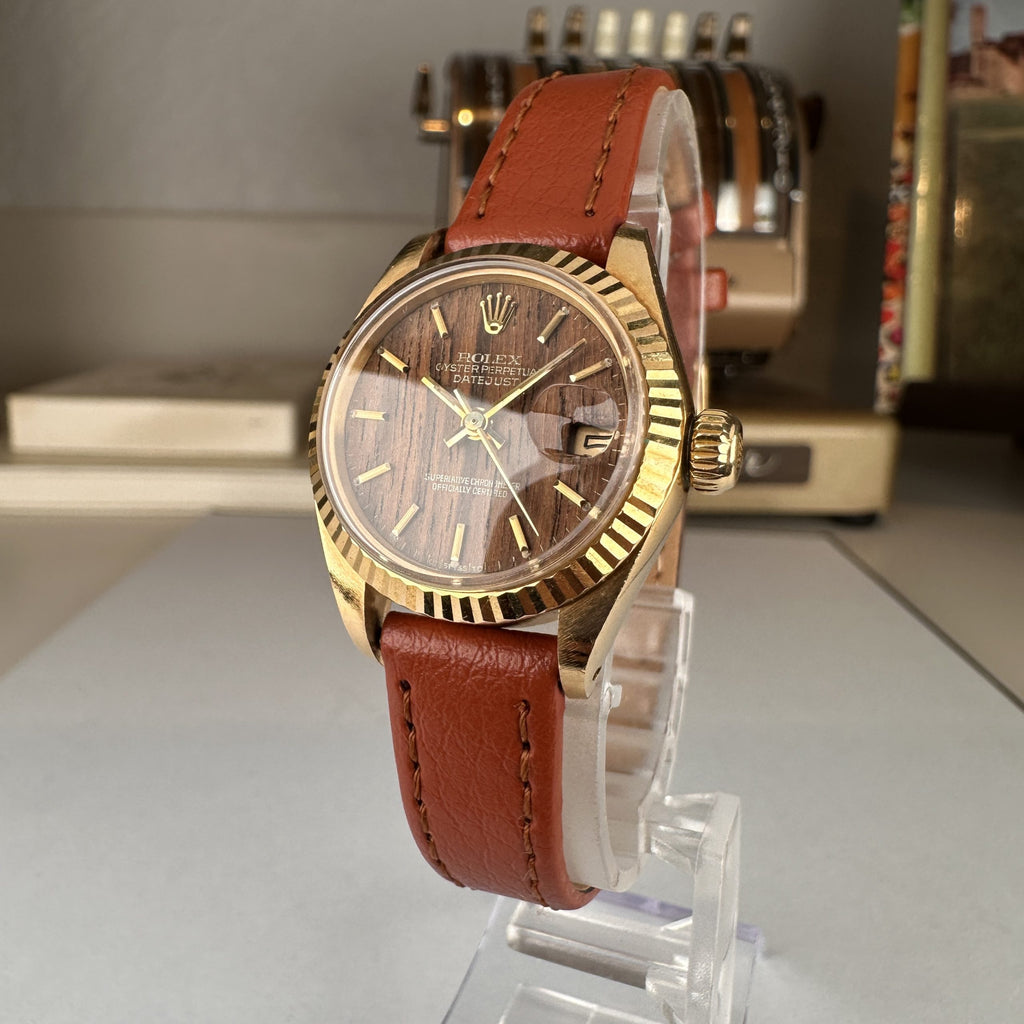 1975 Rolex Datejust 6917 ladies 26mm Wood Sequoia Dial unpolished