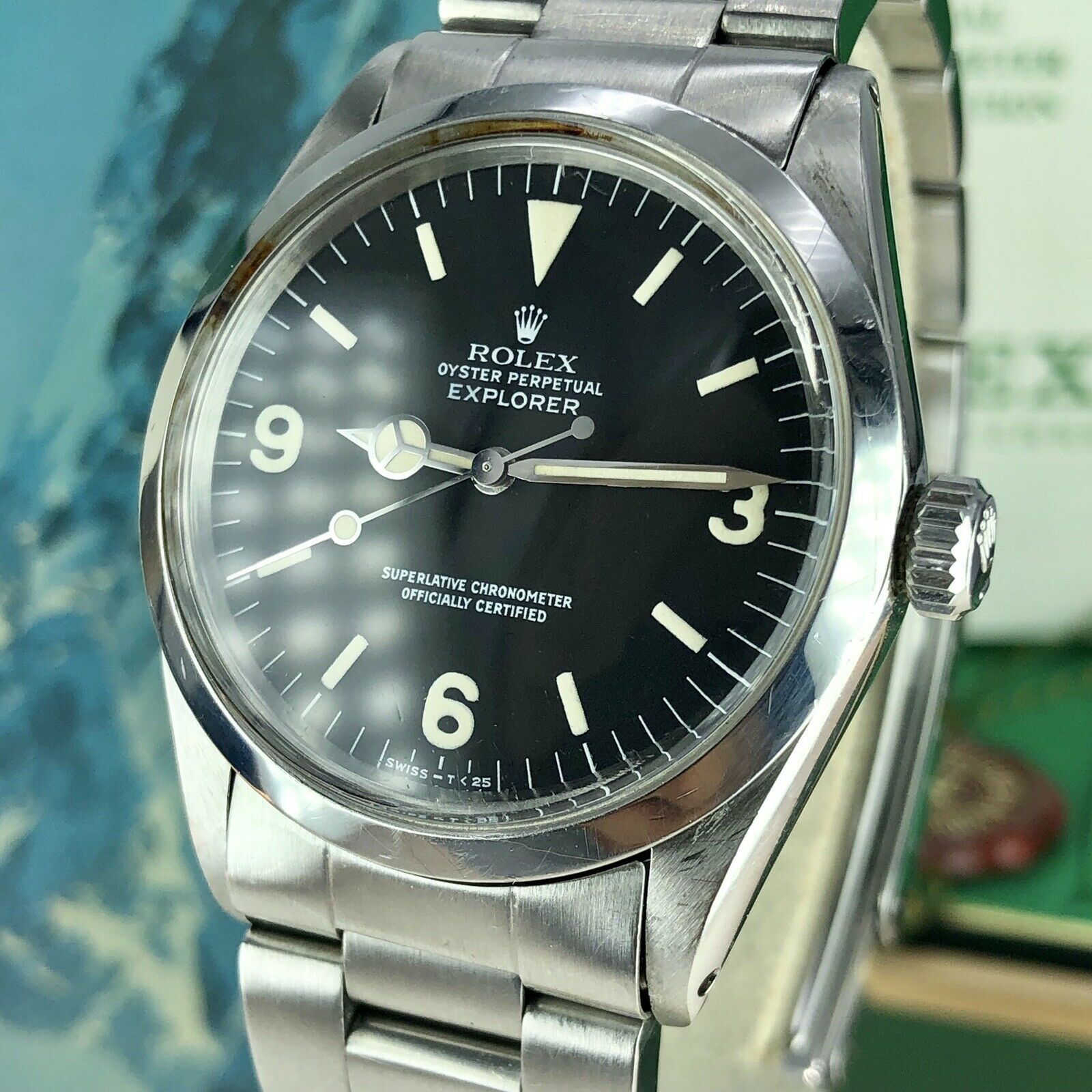 1975 Vintage Rolex Explorer 1016 box & Papers Full Set Fabulous Dial