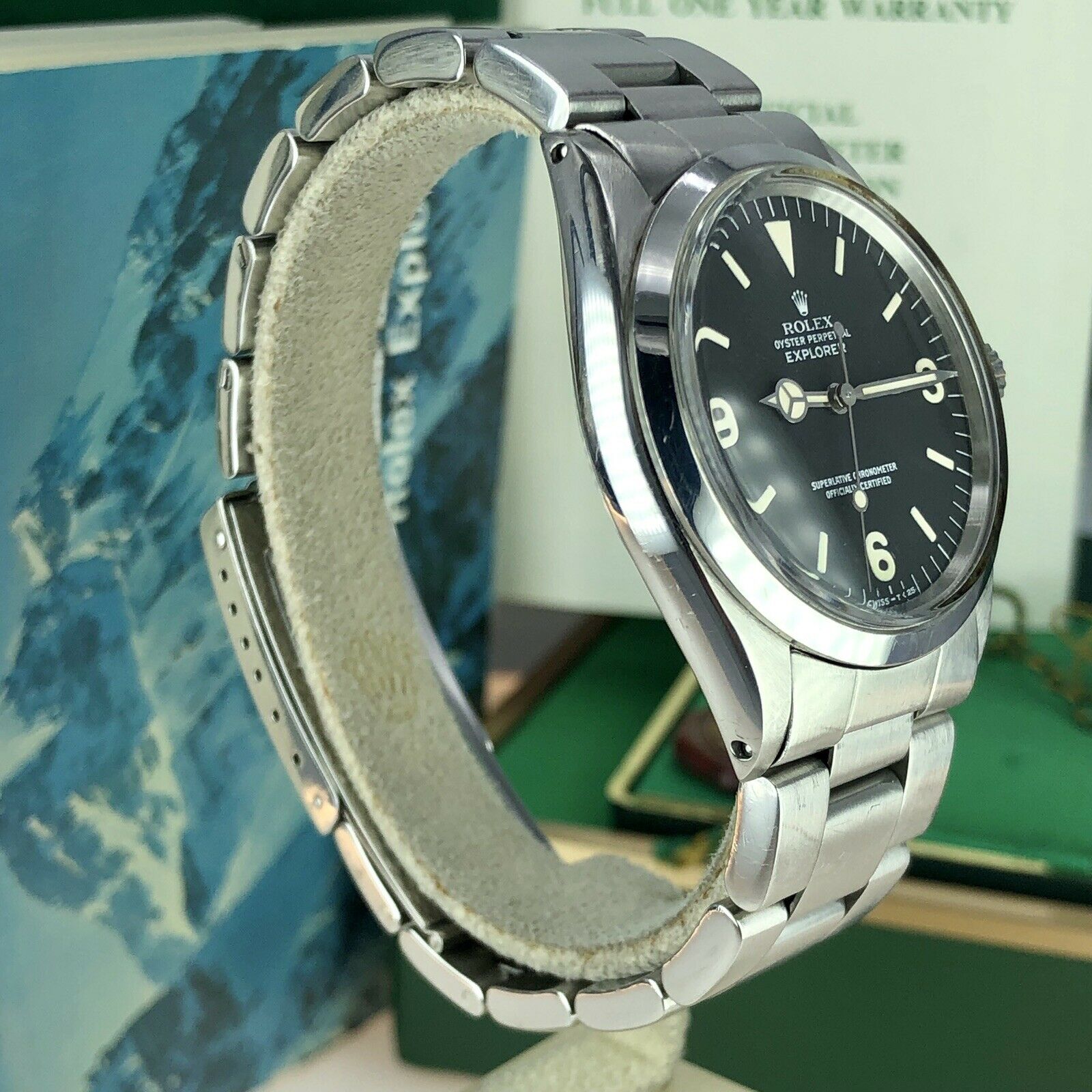 1975 Vintage Rolex Explorer 1016 box & Papers Full Set Fabulous Dial