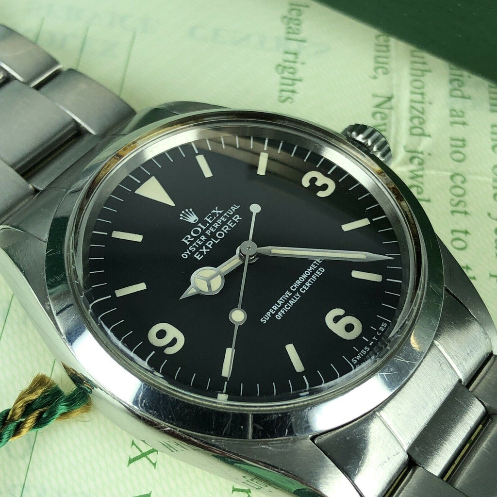 1975 Vintage Rolex Explorer 1016 box & Papers Full Set Fabulous Dial