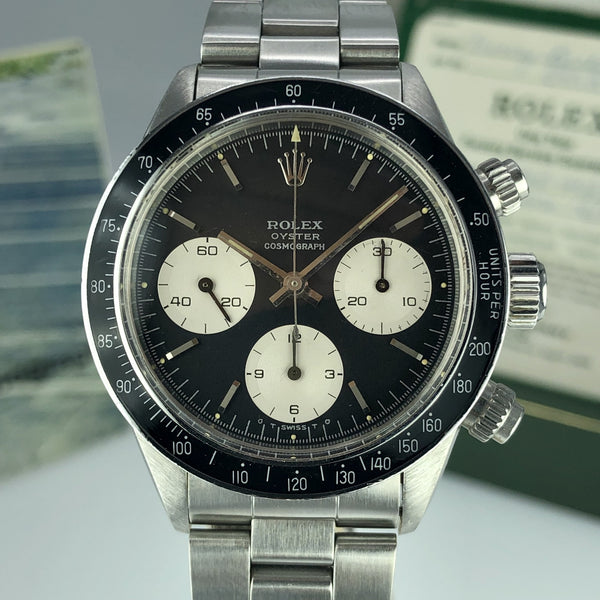 1975 Vintage Rolex Daytona 6263 Sigma black Silver Print Dial with Box & Service Papers