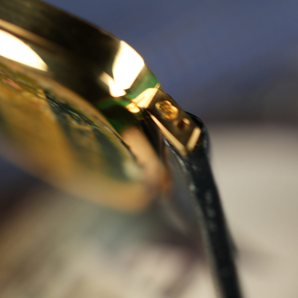 1976 NOS Rolex Cellini Ref 4082 18K Yellow Gold Rare Blue Vignette Diamond Dial New Old Stock
