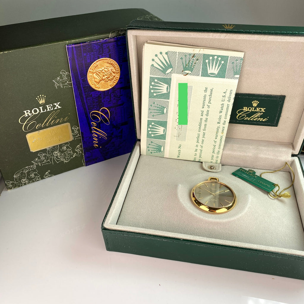 1976 Rolex Cellini Pocket Watch 3717 Solid 18K Gold Slate dial with Box and Papers