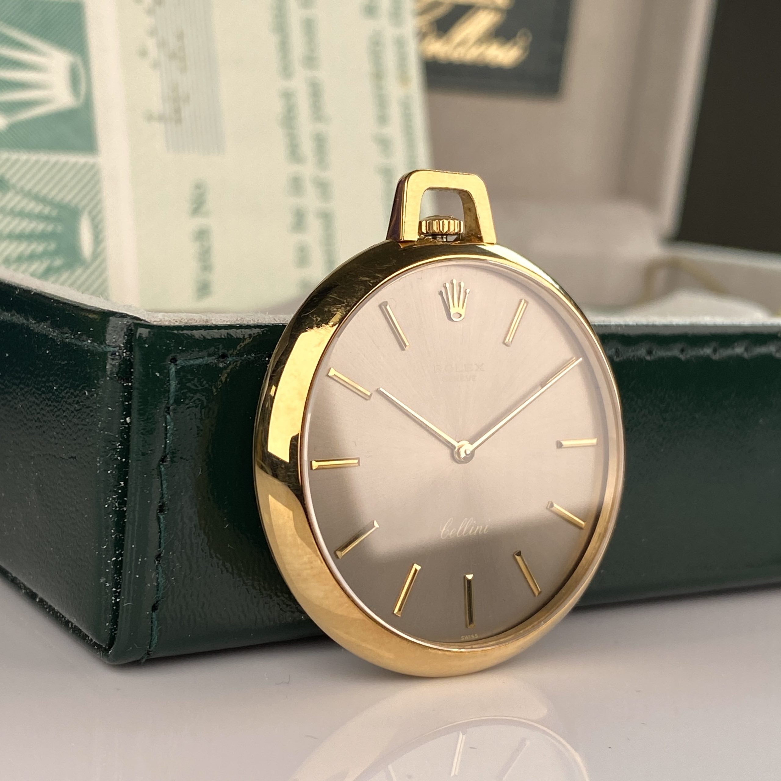 1976 Rolex Cellini Pocket Watch 3717 Solid 18K Gold Slate dial with Box and Papers