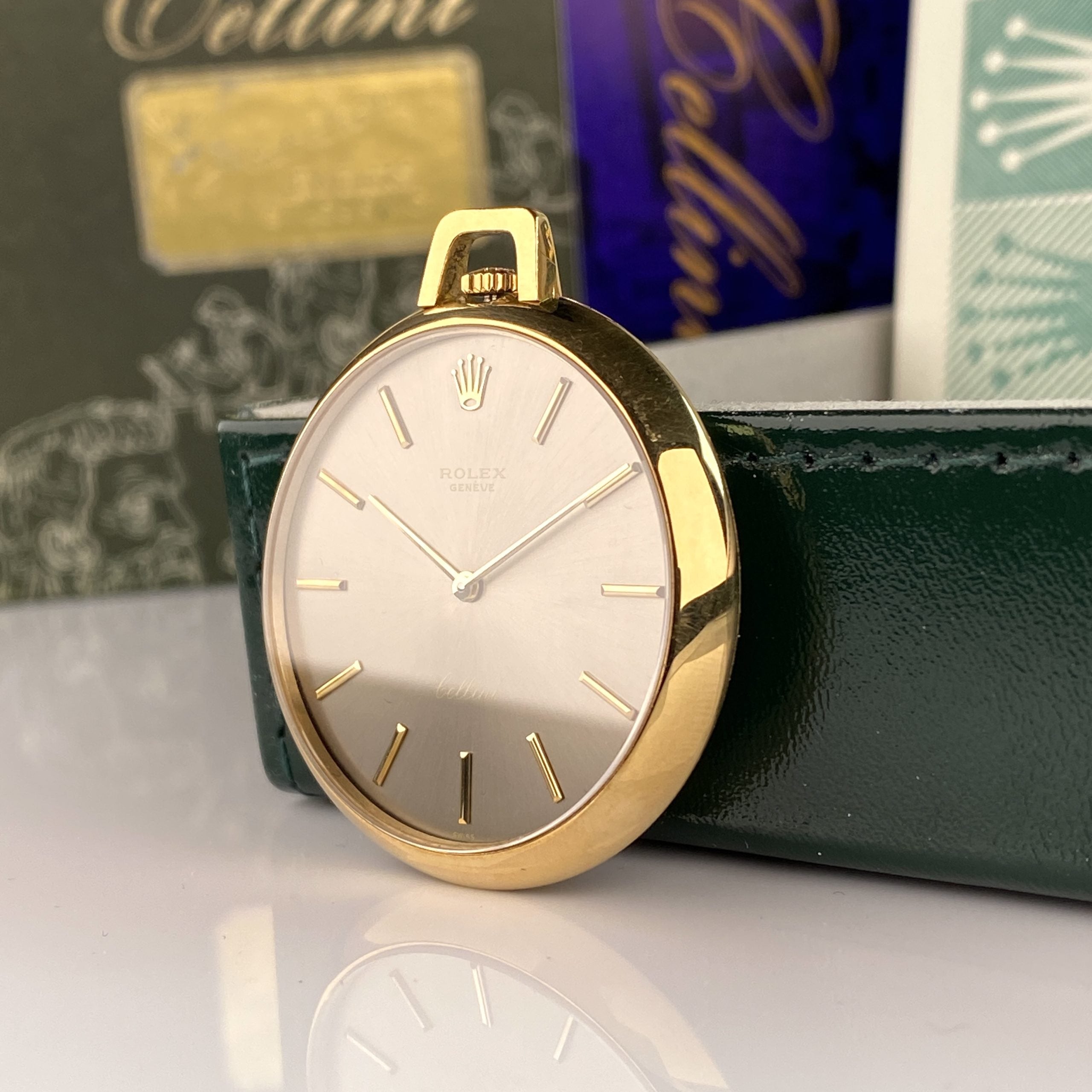 1976 Rolex Cellini Pocket Watch 3717 Solid 18K Gold Slate dial with Box and Papers