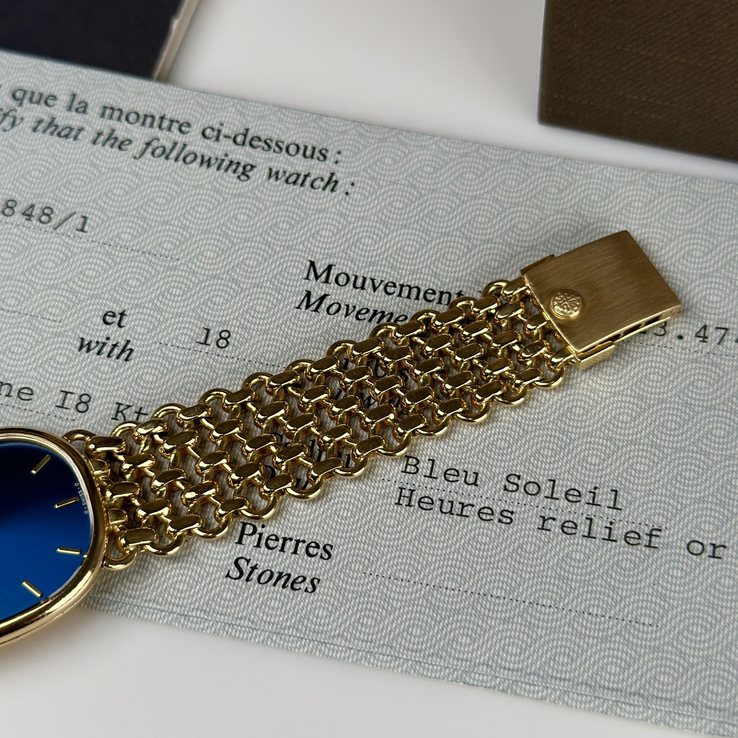 1977 Patek Philippe Ref 3848 Golden Ellipse 18k Gold Factory Blue Dial with Box and Papers