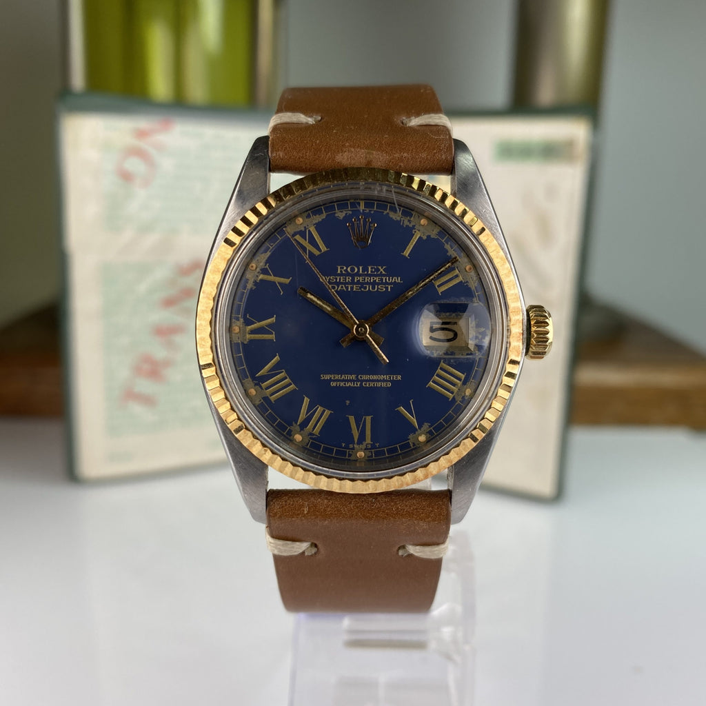 1977 Rolex Datejust 1601 Blue Roman Dial with papers