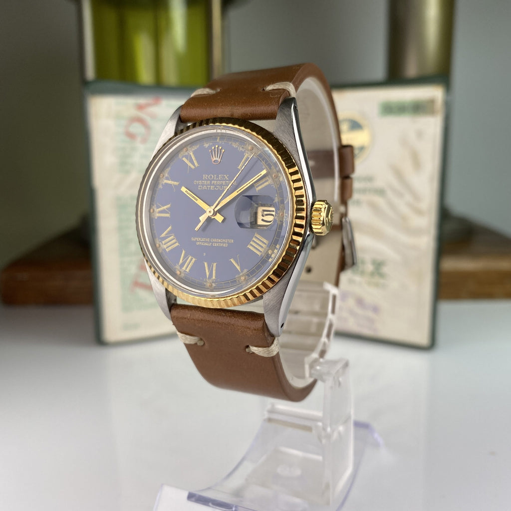 1977 Rolex Datejust 1601 Blue Roman Dial with papers