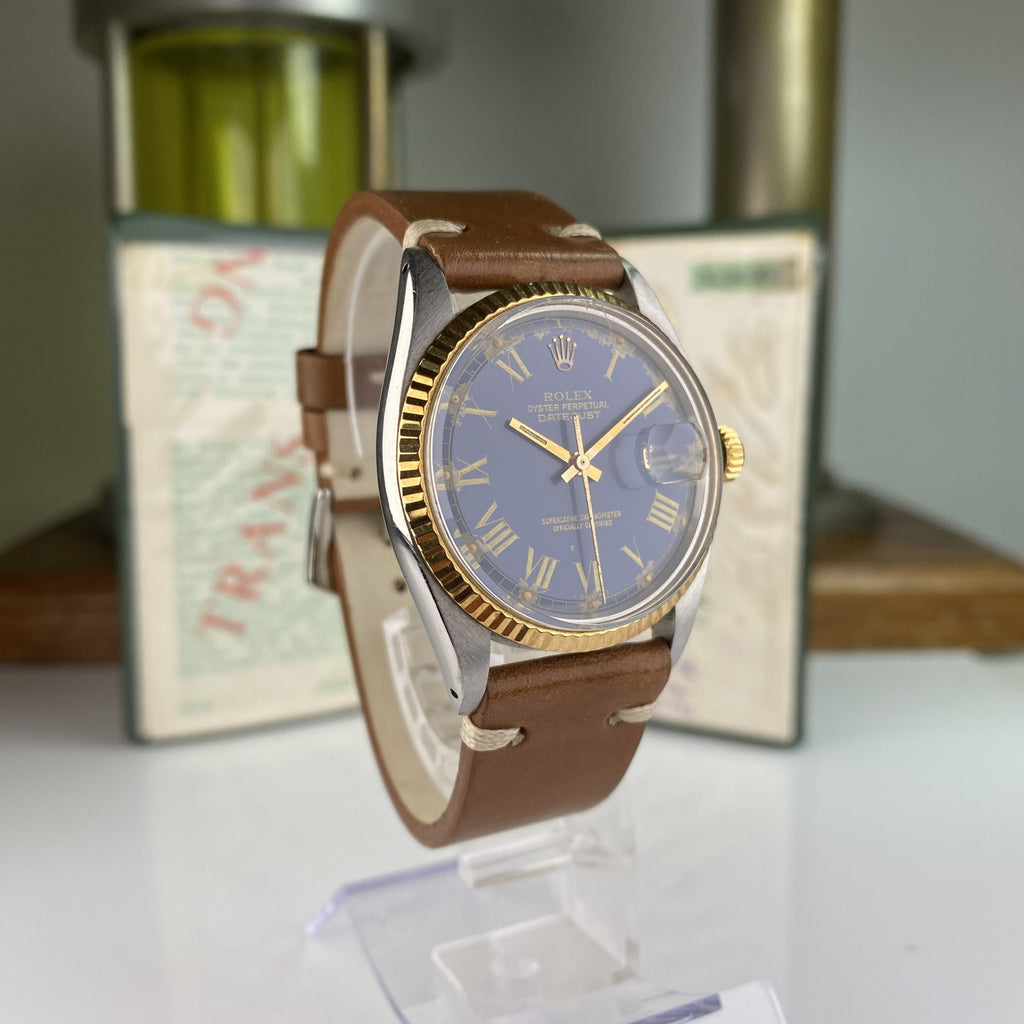 1977 Rolex Datejust 1601 Blue Roman Dial with papers