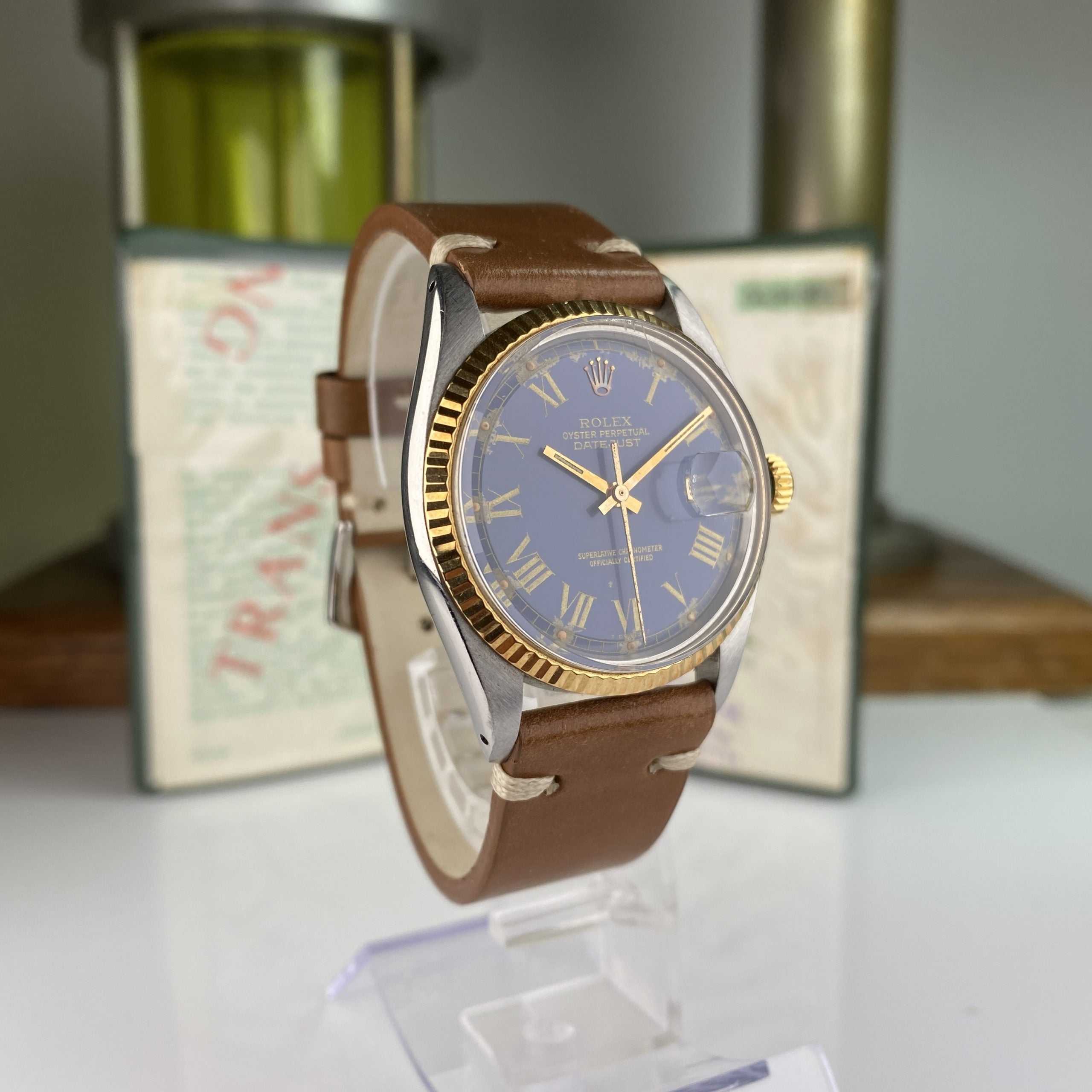 1977 Rolex Datejust 1601 Blue Roman Dial with papers
