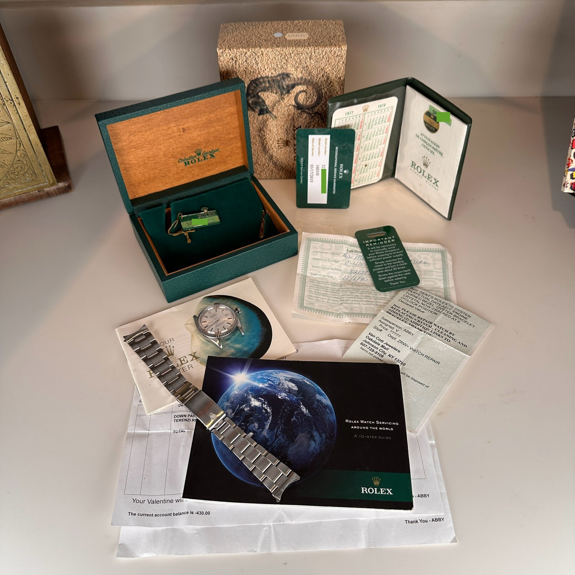 1977 Rolex Datejust 1603 Oyster Bracelet Complete Collectors Set Box and Papers