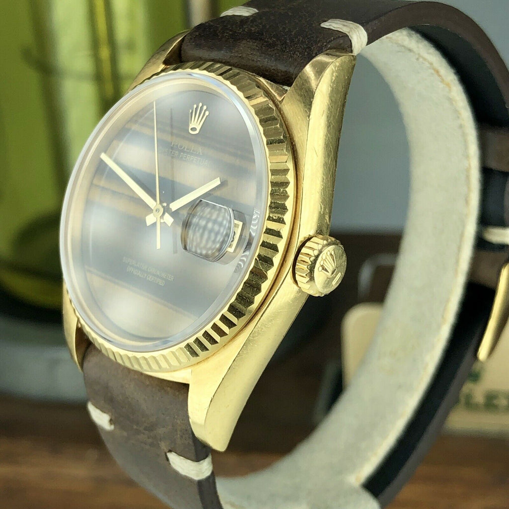1977 Vintage Rolex Datejust 16018 gold 18k rare Tiger Eye Dial Unpolished