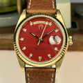 1977 Vintage Rolex Day Date 18038 Solid Red Stella Dimond Dial
