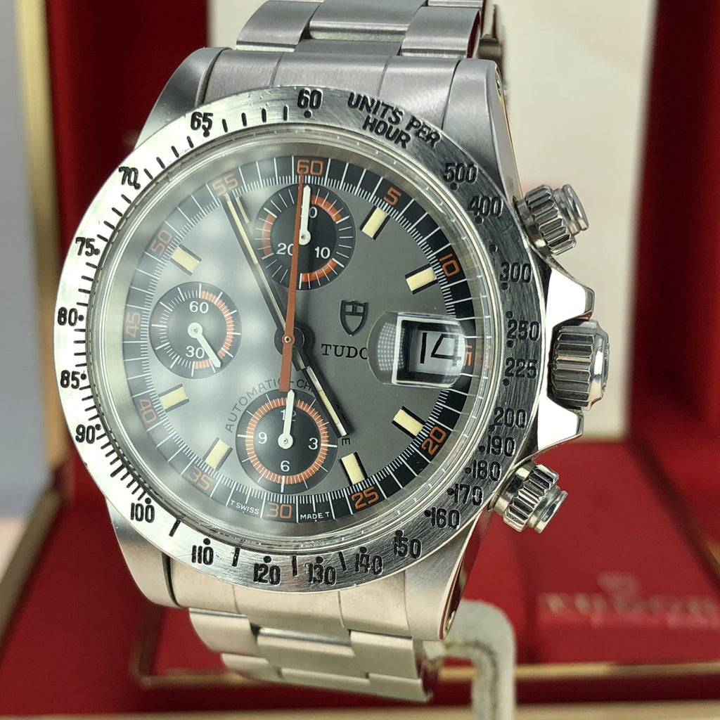 1977 Vintage Tudor 9430/0 Big Block Chronograph “exotic” Monte Carlo Dial Box Papers
