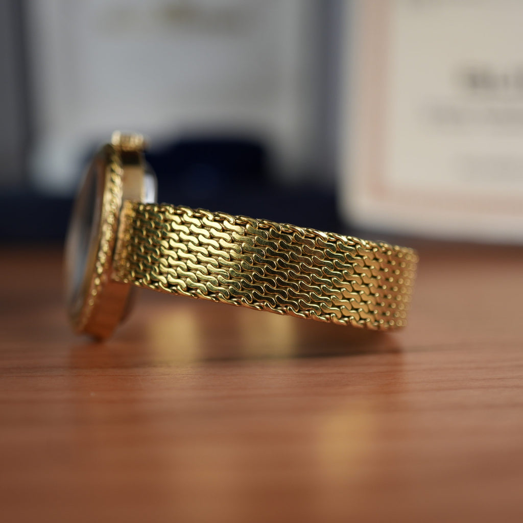 1978 Bucherer Ladies Onyx Gold Plated Watch Box and papers