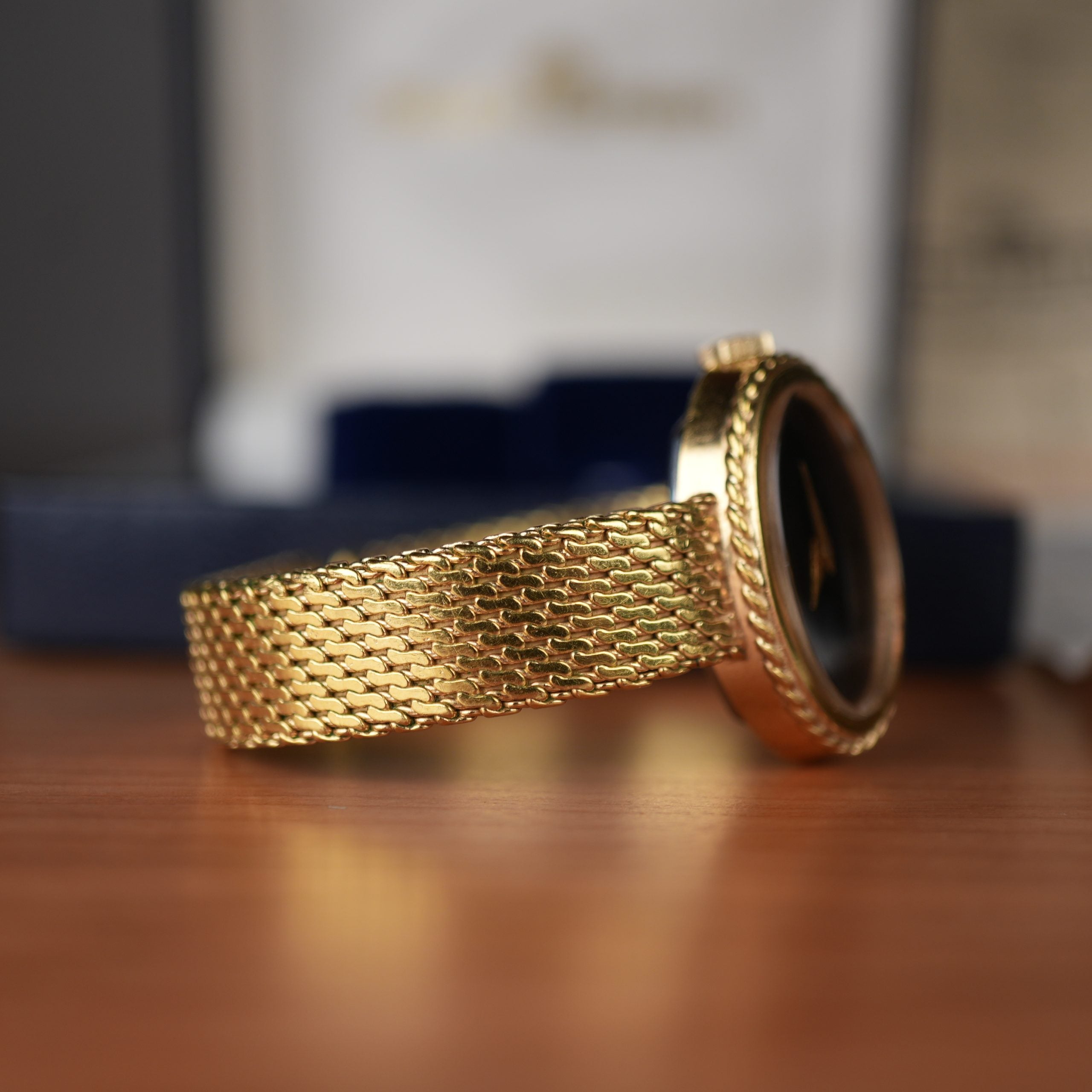 1978 Bucherer Ladies Onyx Gold Plated Watch Box and papers