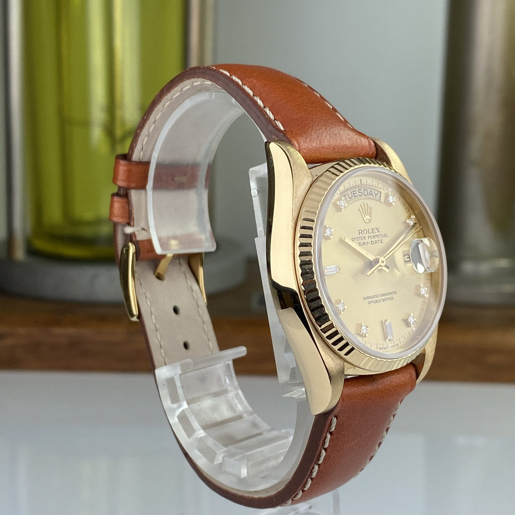 1980 Rolex Day-Date 18038 President Yellow Gold Diamond Dial