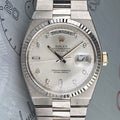 1980 Rolex Day-Date Oysterquartz 19019 White Gold Unpolished with Rare Factory Diamonds Dial
