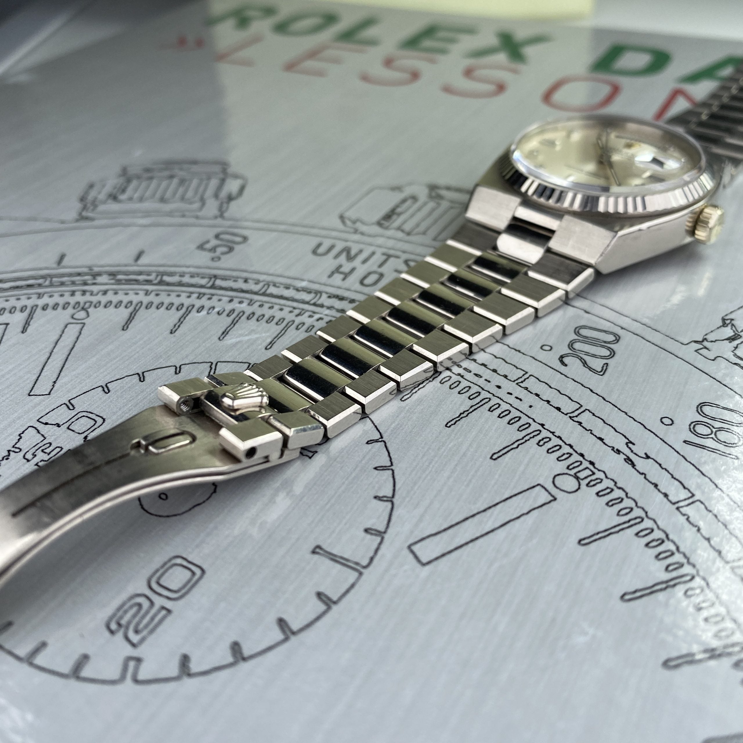 1980 Rolex Day-Date Oysterquartz 19019 White Gold Unpolished with Rare Factory Diamonds Dial