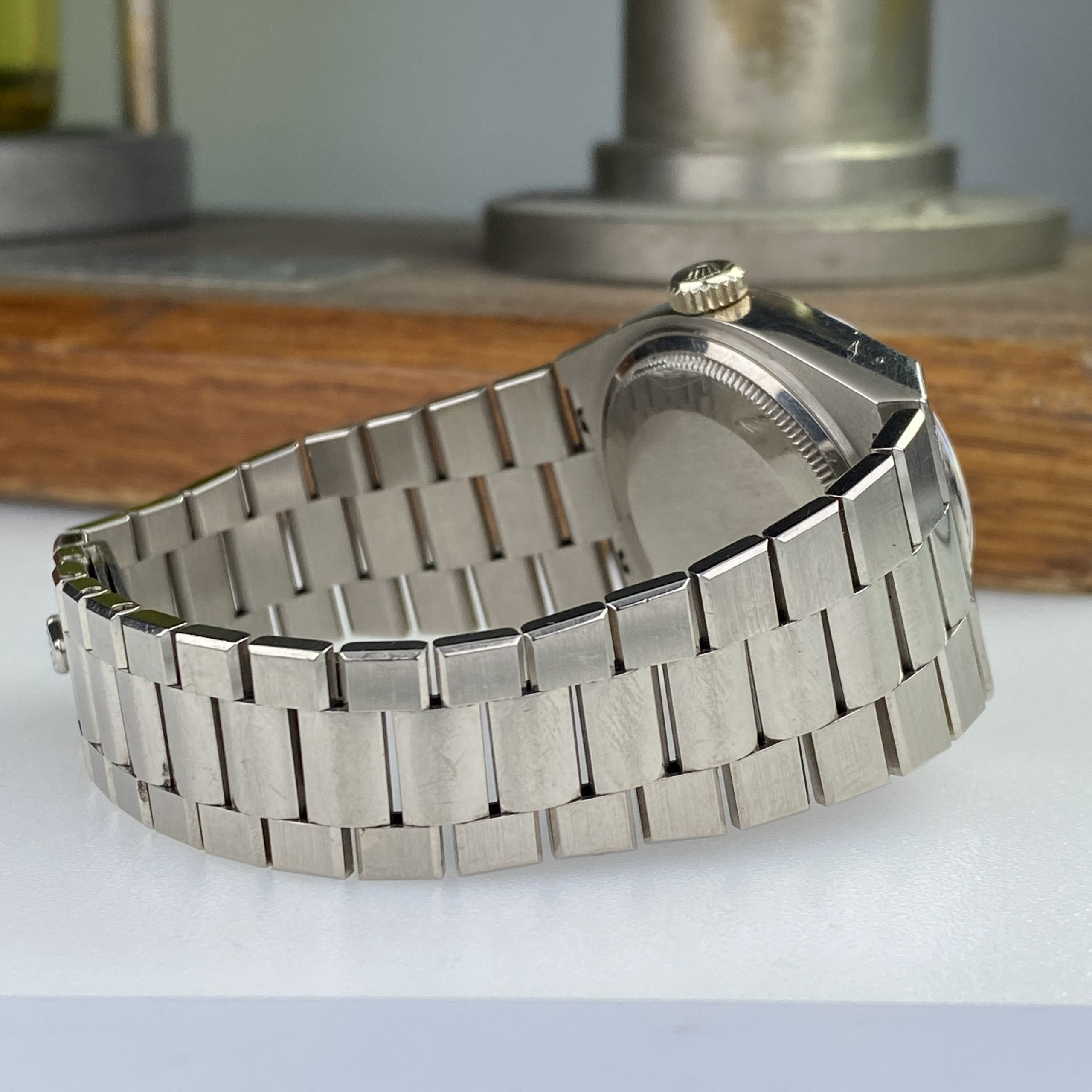 1980 Rolex Day-Date Oysterquartz 19019 White Gold Unpolished with Rare Factory Diamonds Dial