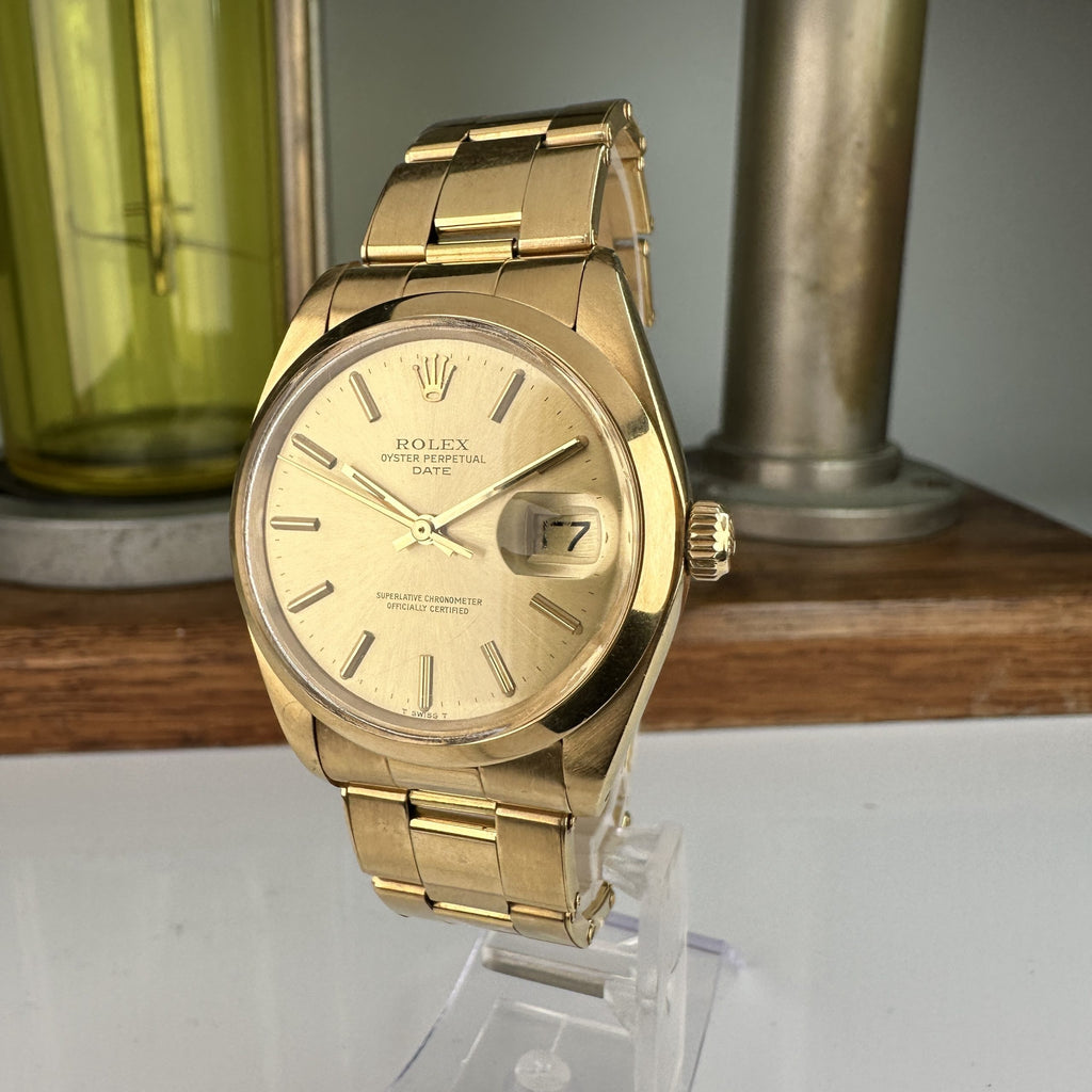 1980 Rolex Oyster Perpetual Date 1500 18k Solid Gold with Original Oyster Bracelet