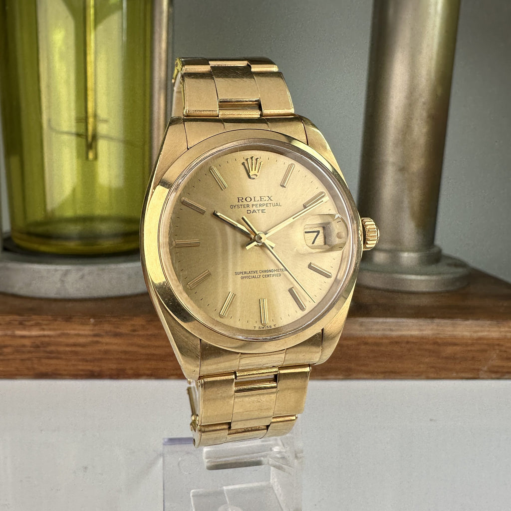 1980 Rolex Oyster Perpetual Date 1500 18k Solid Gold with Original Oyster Bracelet