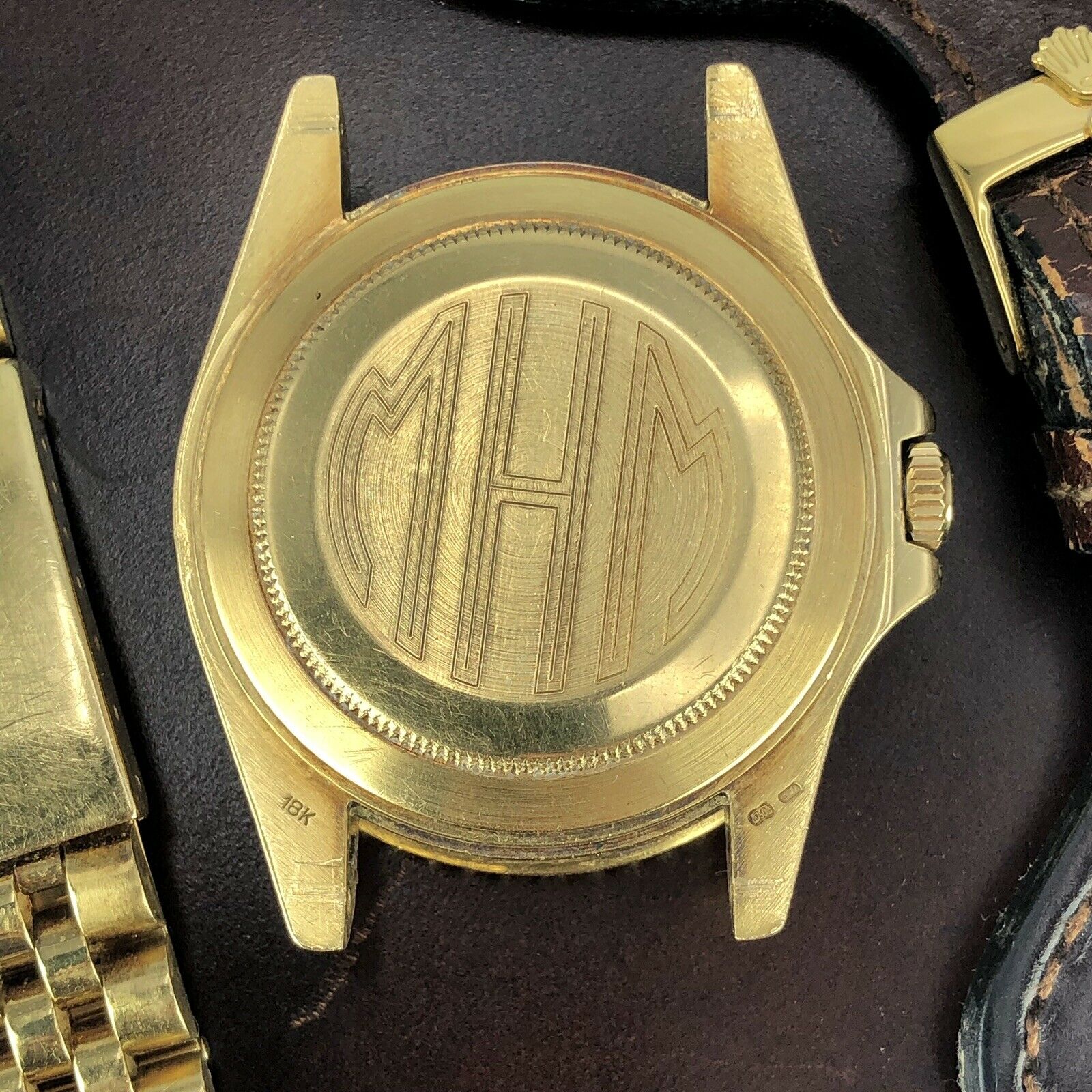 1980 Vintage Rolex GMT Master 16758 Gold Root Beer Brown Nipple Milatry Engrave