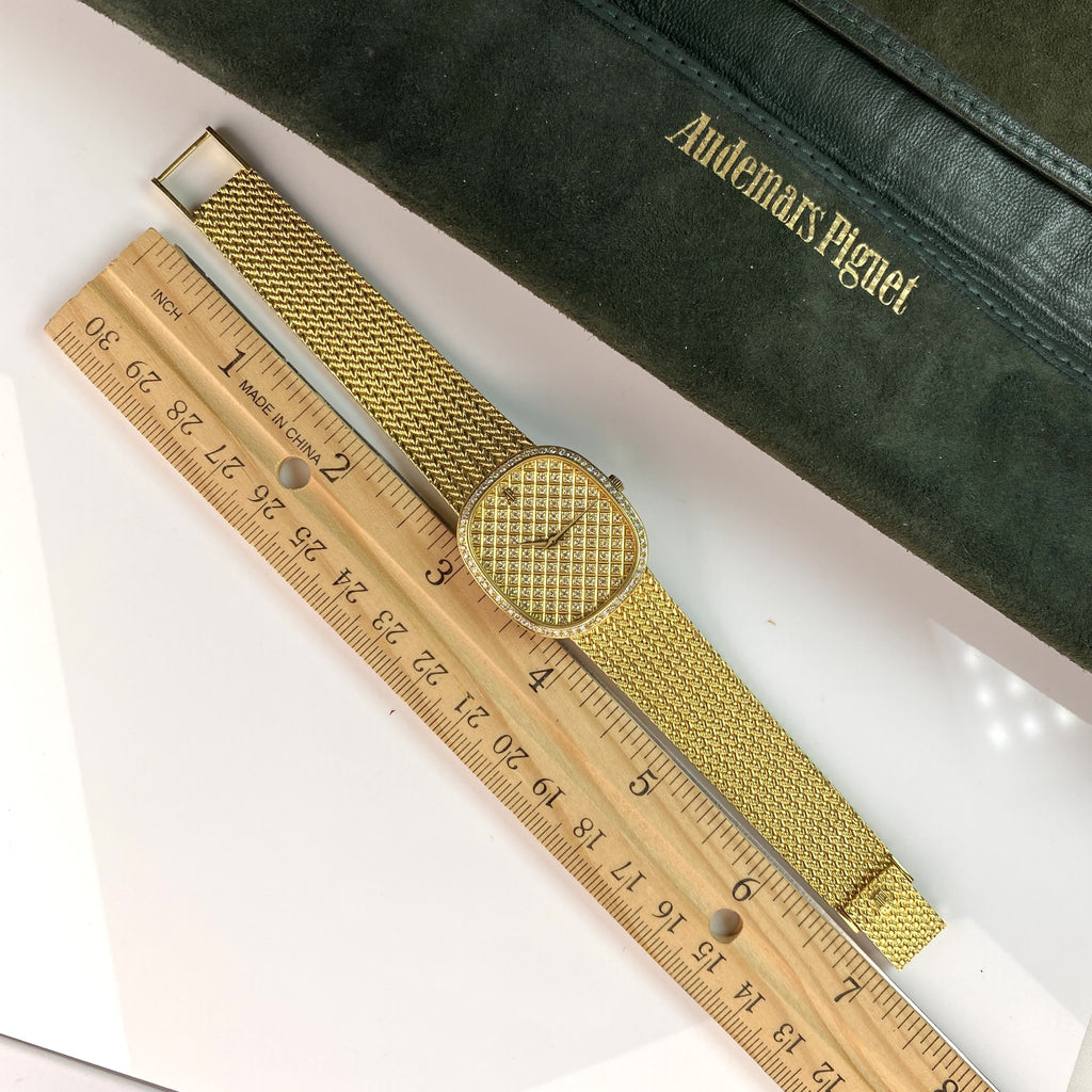 1980’s Unique Rare Audemars Piguet Men’s Classic Dress watch 18k Sold Gold with Factory Diamonds