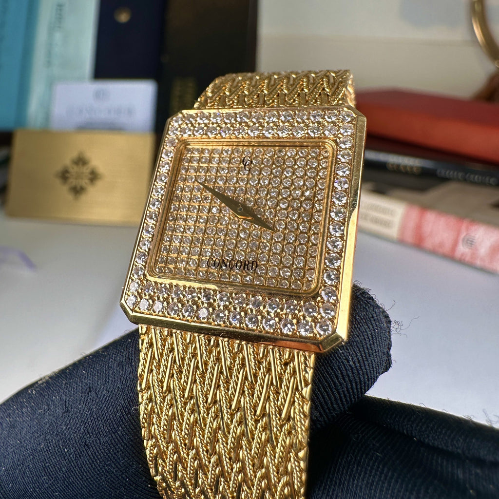 1981 Concord Collection Delirium La Scala 18k Solid Gold Factory Pave Diamond with Box and papers