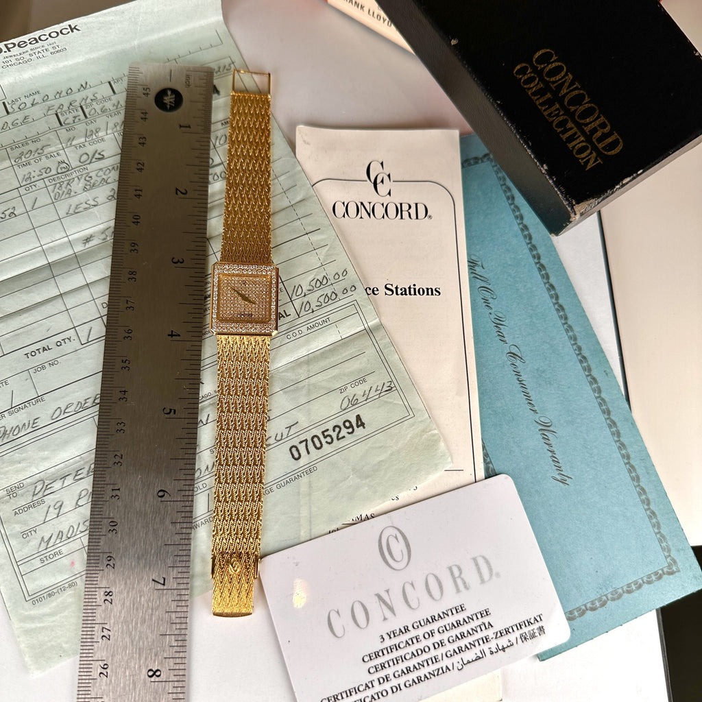 1981 Concord Collection Delirium La Scala 18k Solid Gold Factory Pave Diamond with Box and papers