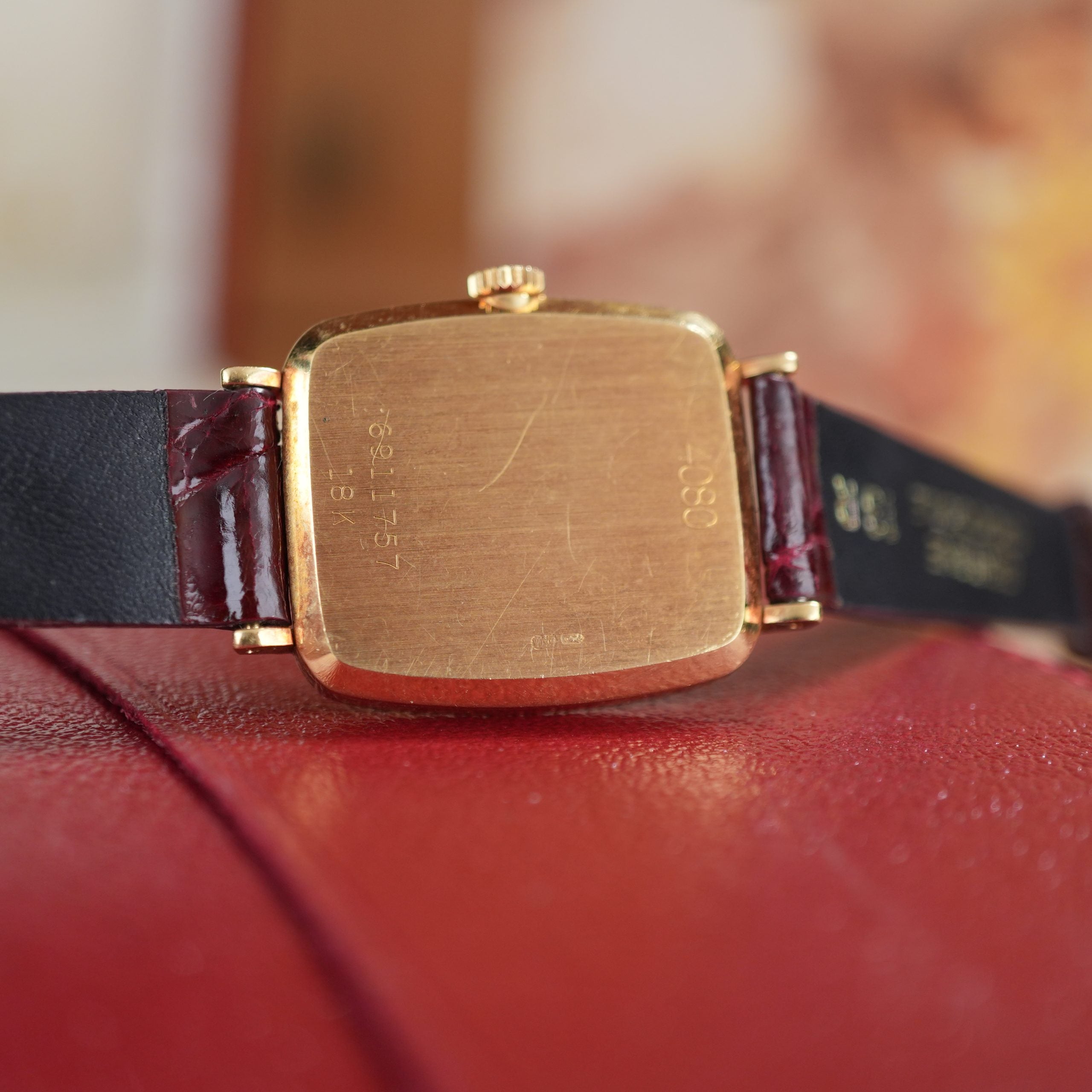 1981 Rolex Cellini 4080 Red Vignette with Diamond Unpolished 18K Gold