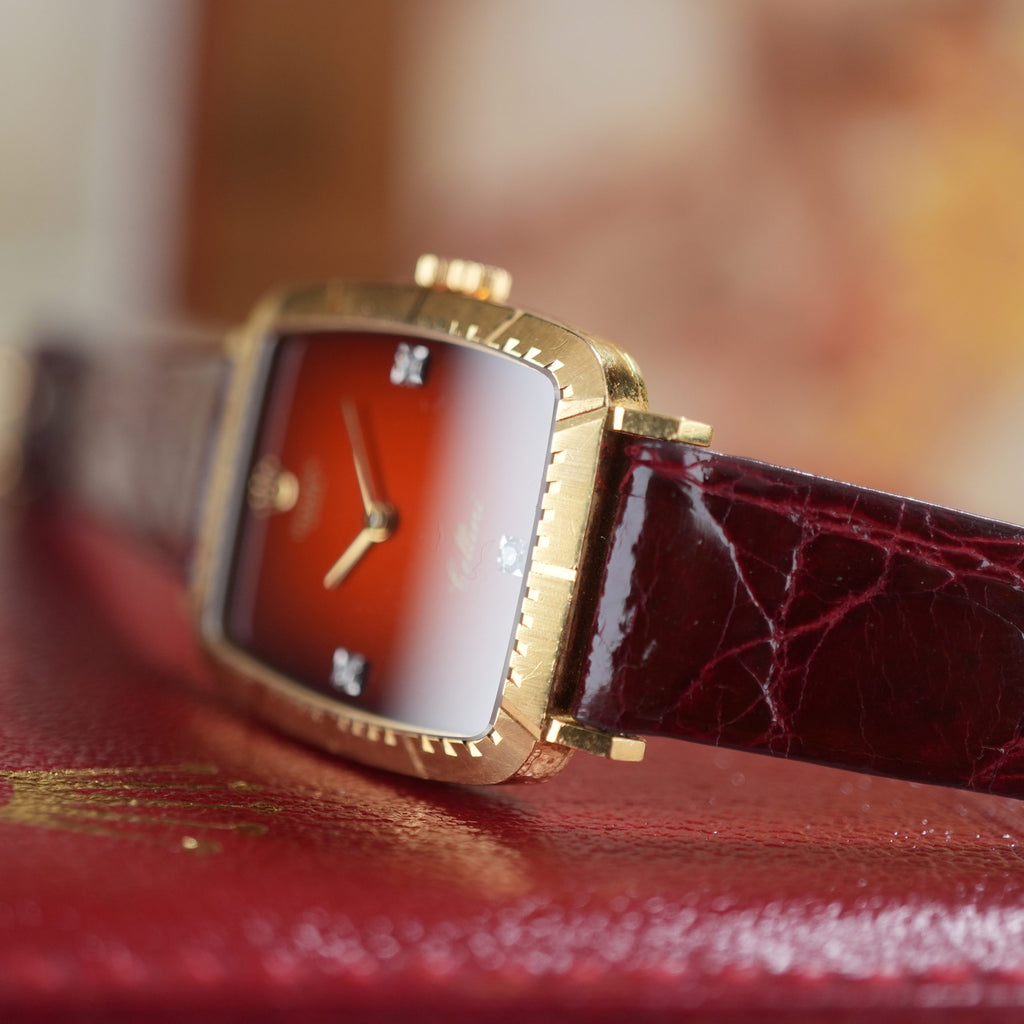 1981 Rolex Cellini 4080 Red Vignette with Diamond Unpolished 18K Gold