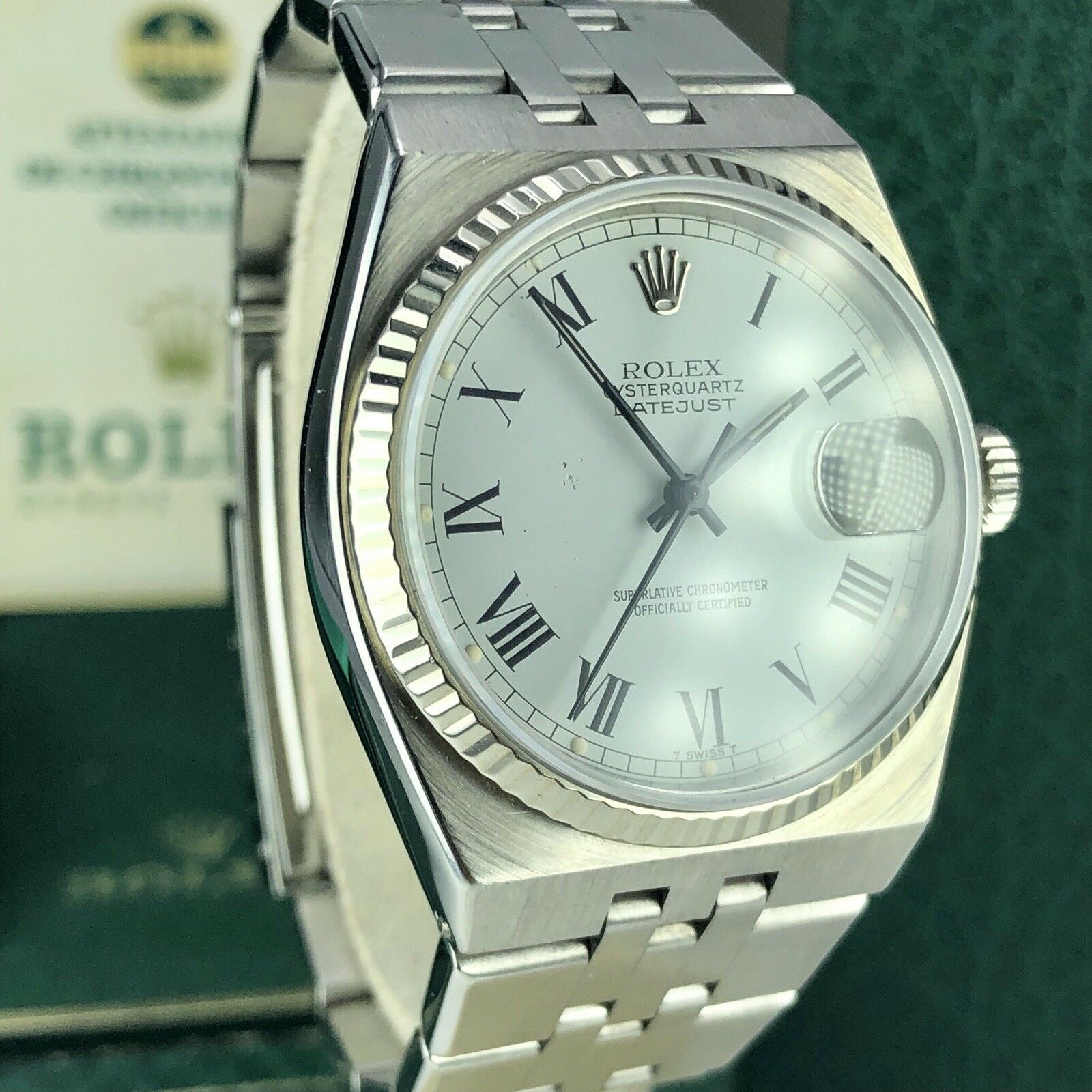 1981 Vintage Rolex DateJust Oyster quartz 17014 Roman Dial With box & Papers