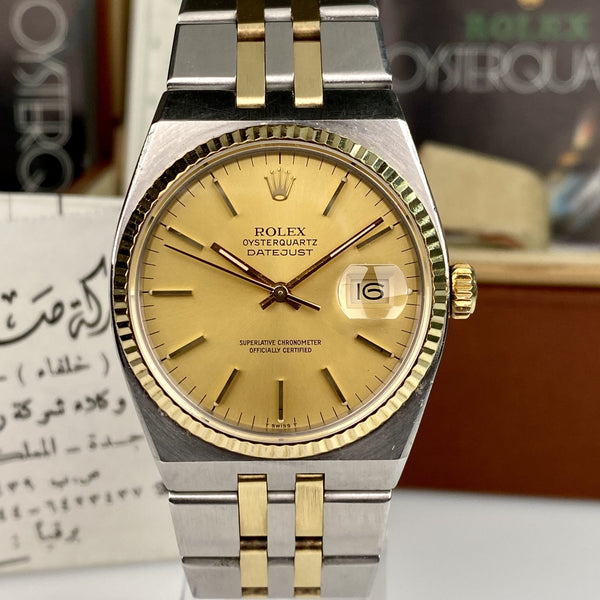 1982 Rolex Datejust Oysterquartz 17013 Unpolished complete collector set box & papers