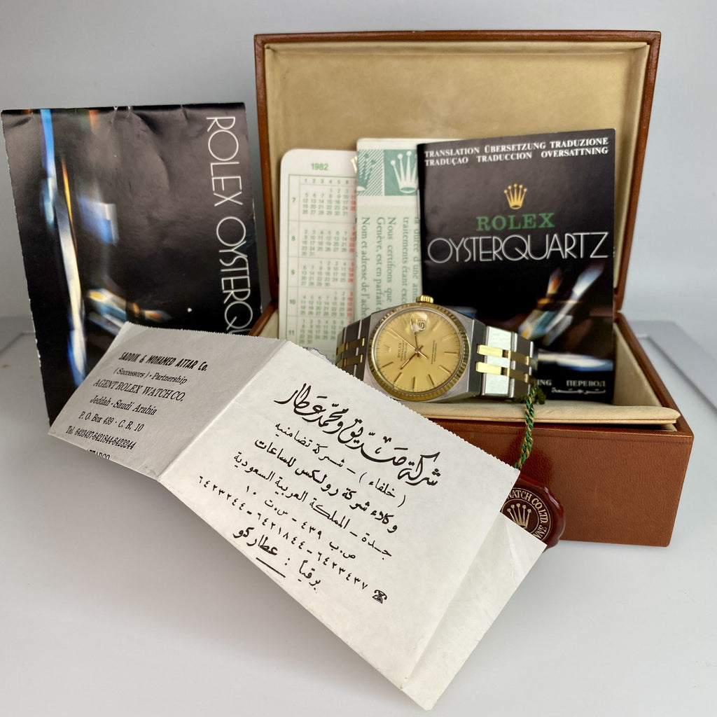 1982 Rolex Datejust Oysterquartz 17013 Unpolished complete collector set box & papers