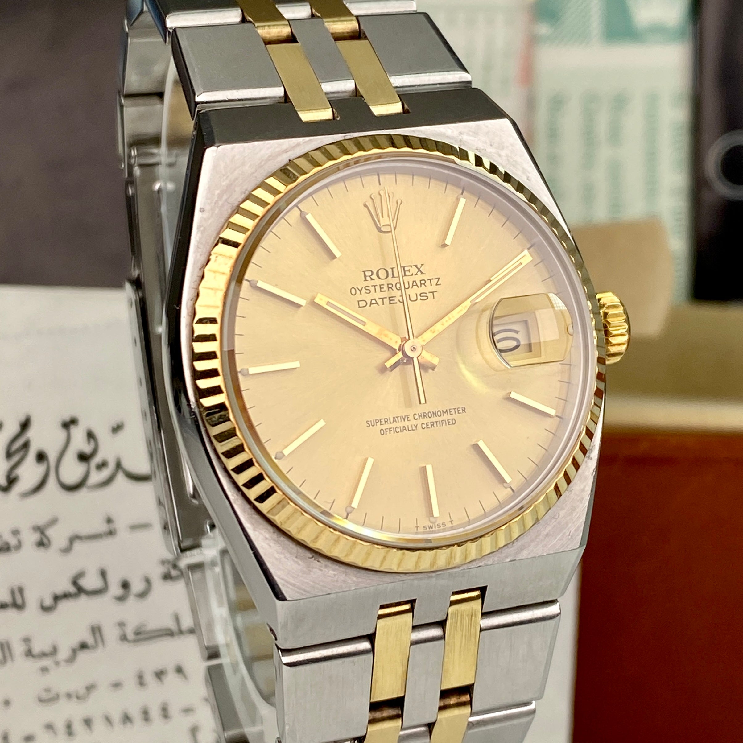 1982 Rolex Datejust Oysterquartz 17013 Unpolished complete collector set box & papers