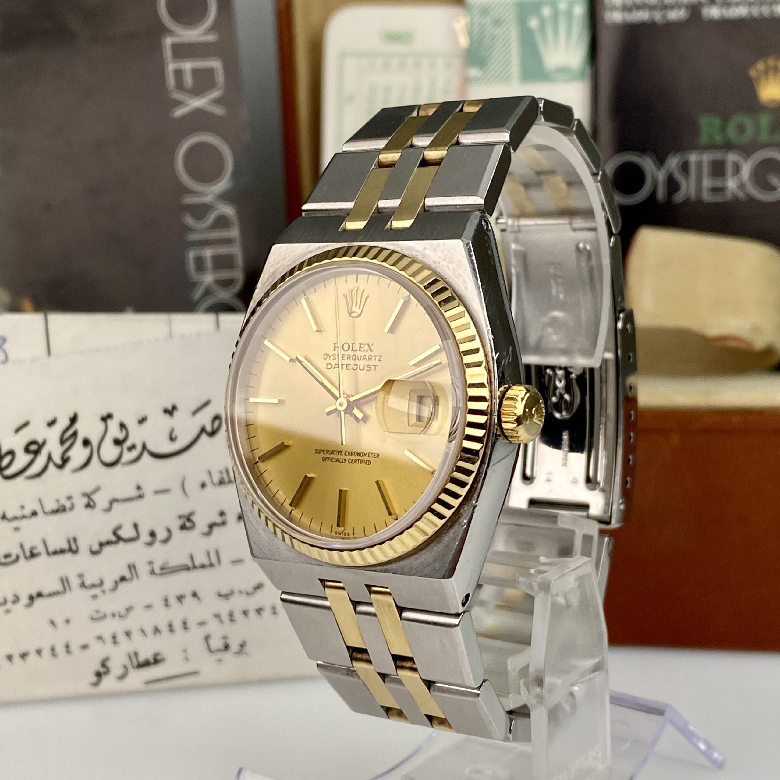 1982 Rolex Datejust Oysterquartz 17013 Unpolished complete collector set box & papers