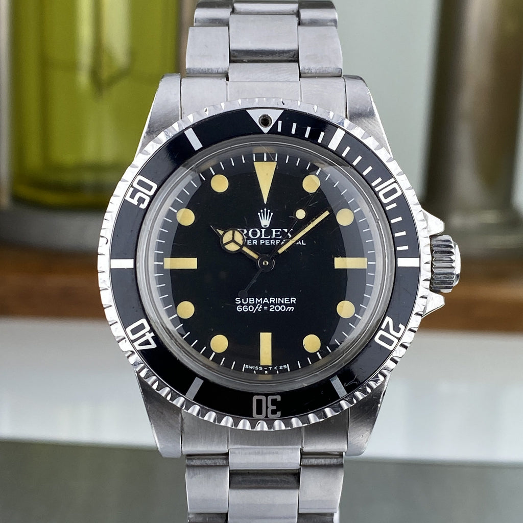 1982 Rolex Submariner 5513 Mk IV Maxi Dial Heavy Patina Unpolished with Box and Original Invoice