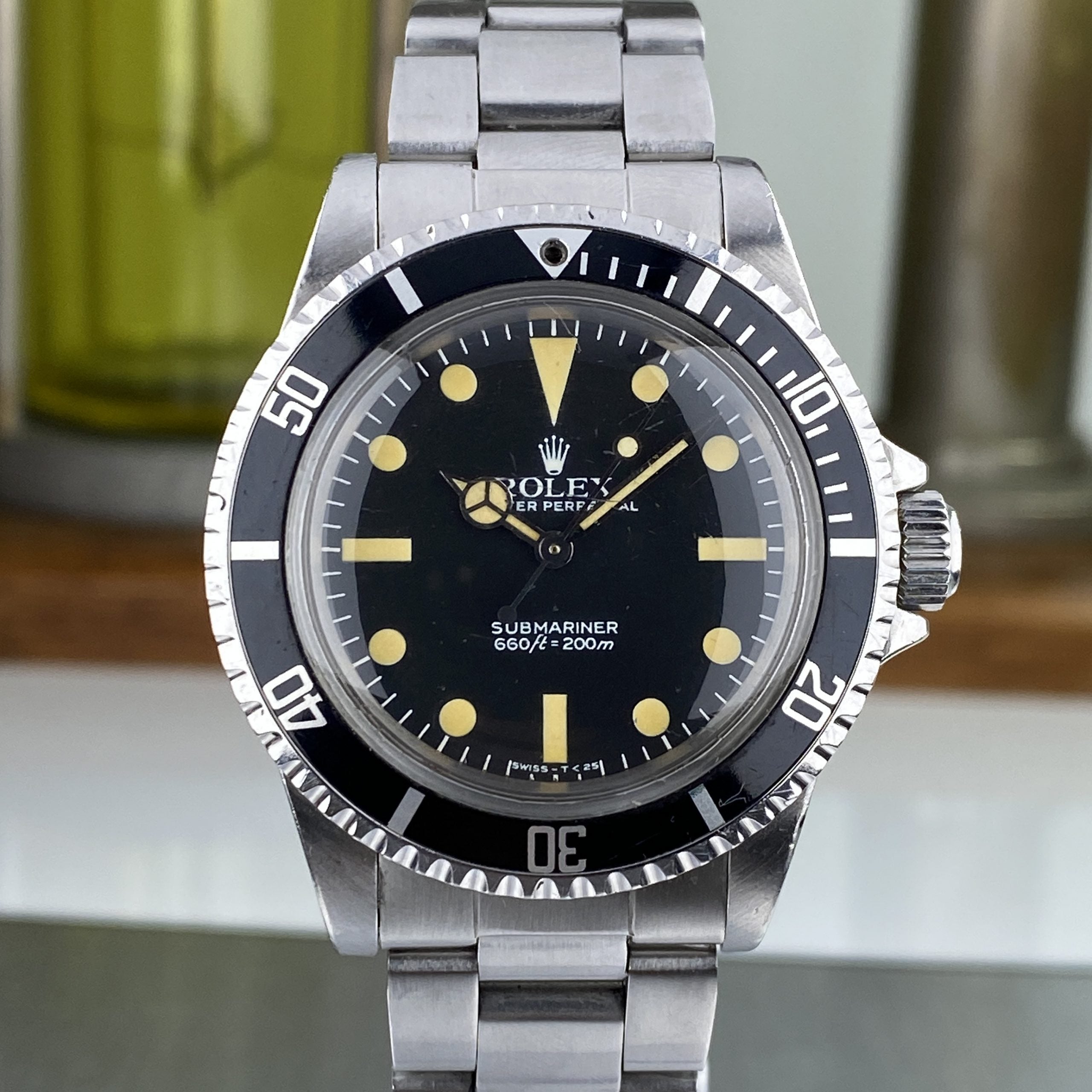 1982 Rolex Submariner 5513 Mk IV Maxi Dial Heavy Patina Unpolished with Box and Original Invoice