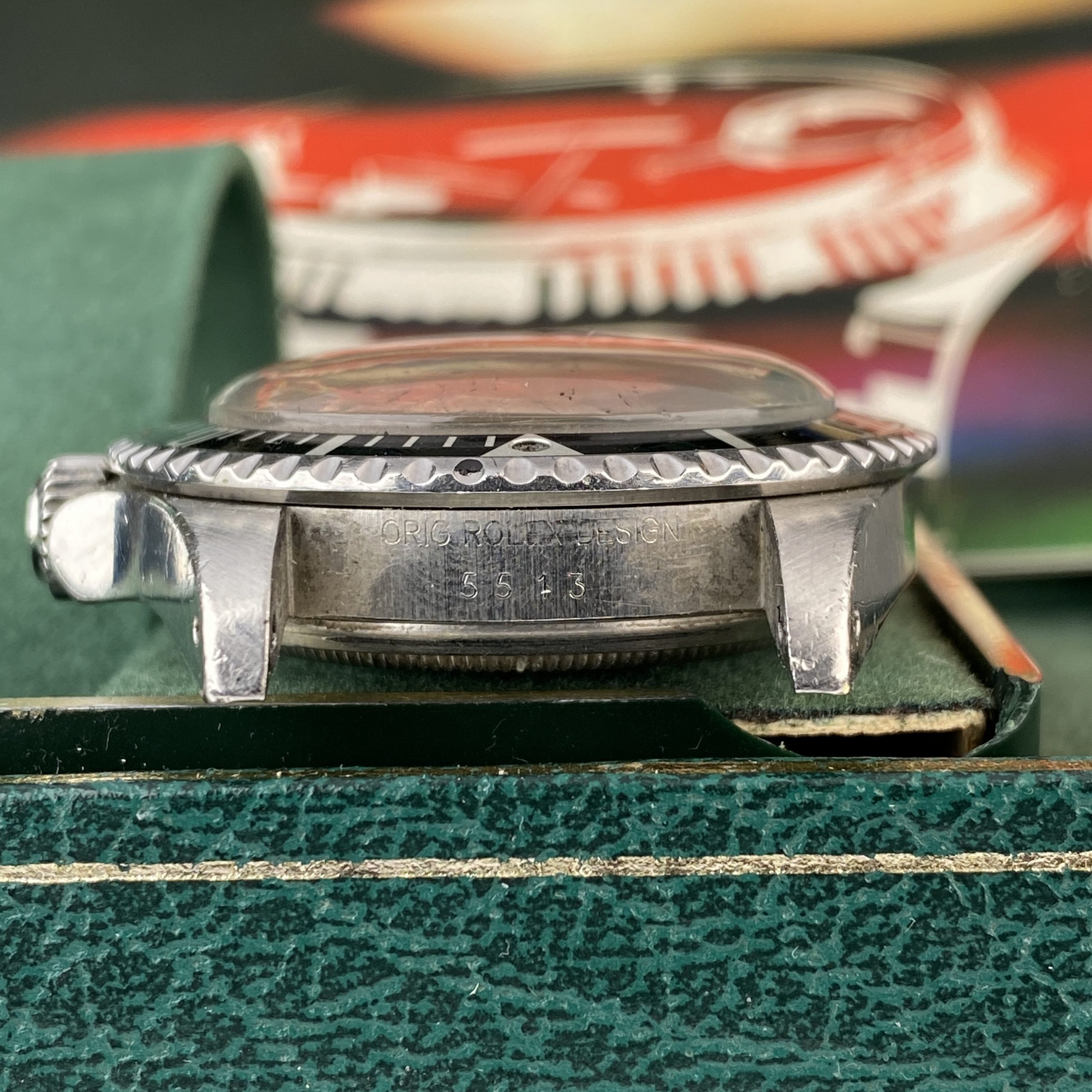 1982 Rolex Submariner 5513 Mk IV Maxi Dial Heavy Patina Unpolished with Box and Original Invoice