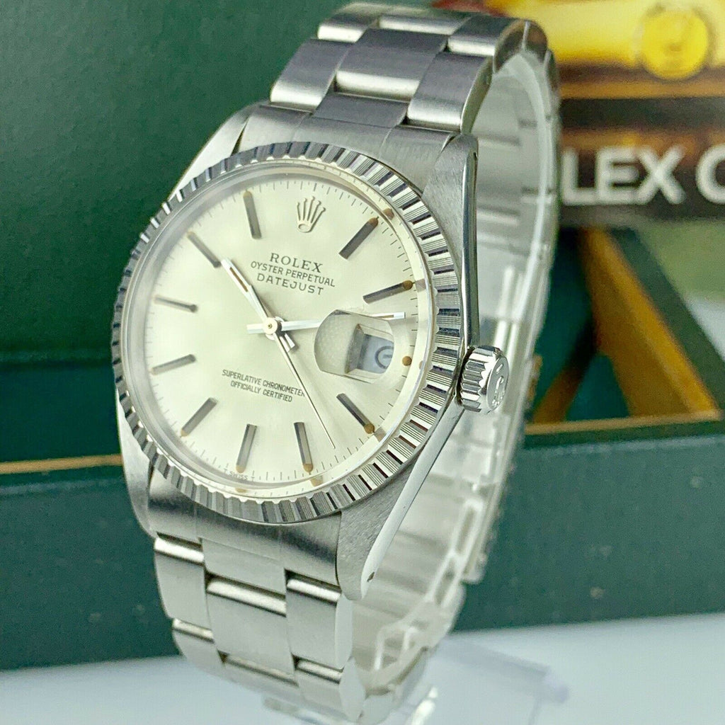 1982 Vintage NOS Rolex Datejust 16030 Silver Dial Box & Papers Full Set