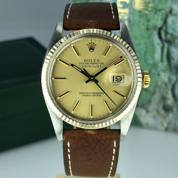 1982 Vintage Rolex 16013 Datejust 2 tone gold & Steel Original Dial w Rolex Box