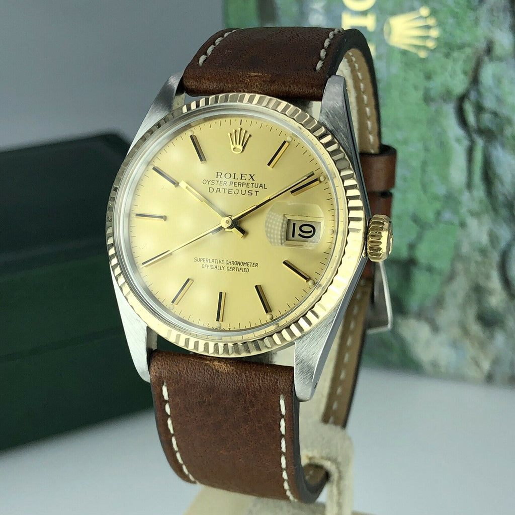 1982 Vintage Rolex 16013 Datejust 2 tone gold & Steel Original Dial w Rolex Box
