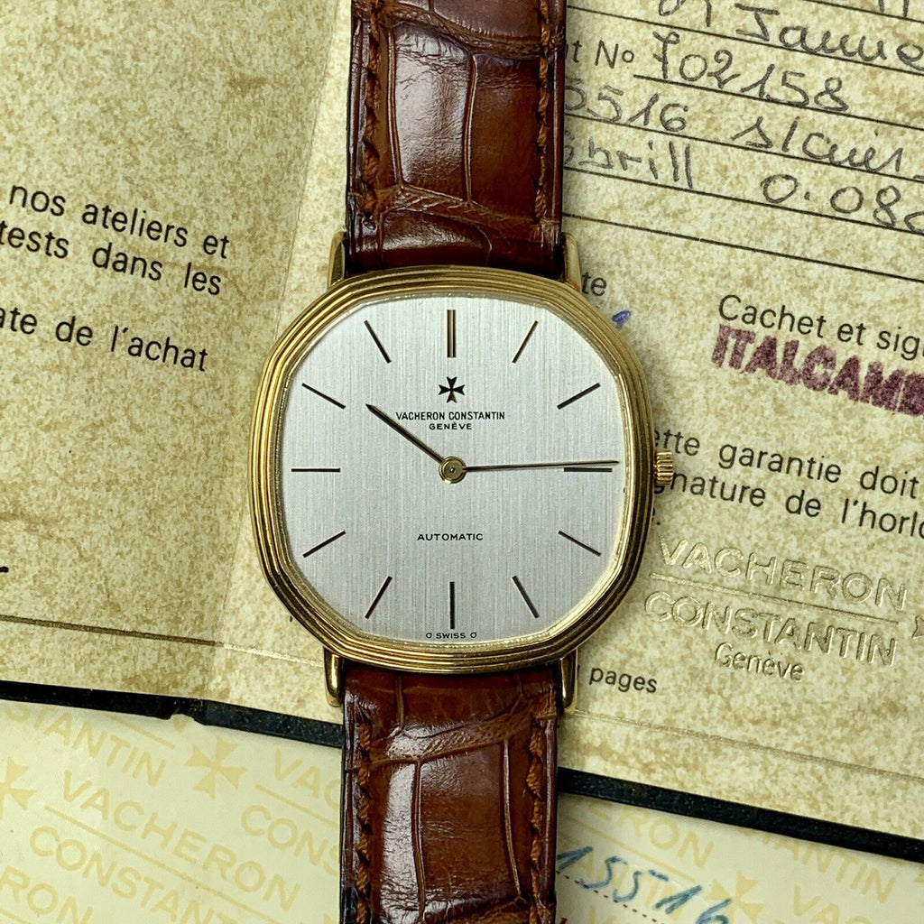 1982 Vintage Vacheron Constantin Ref.43024 Ultra Slim Solid 18k Gold Papers